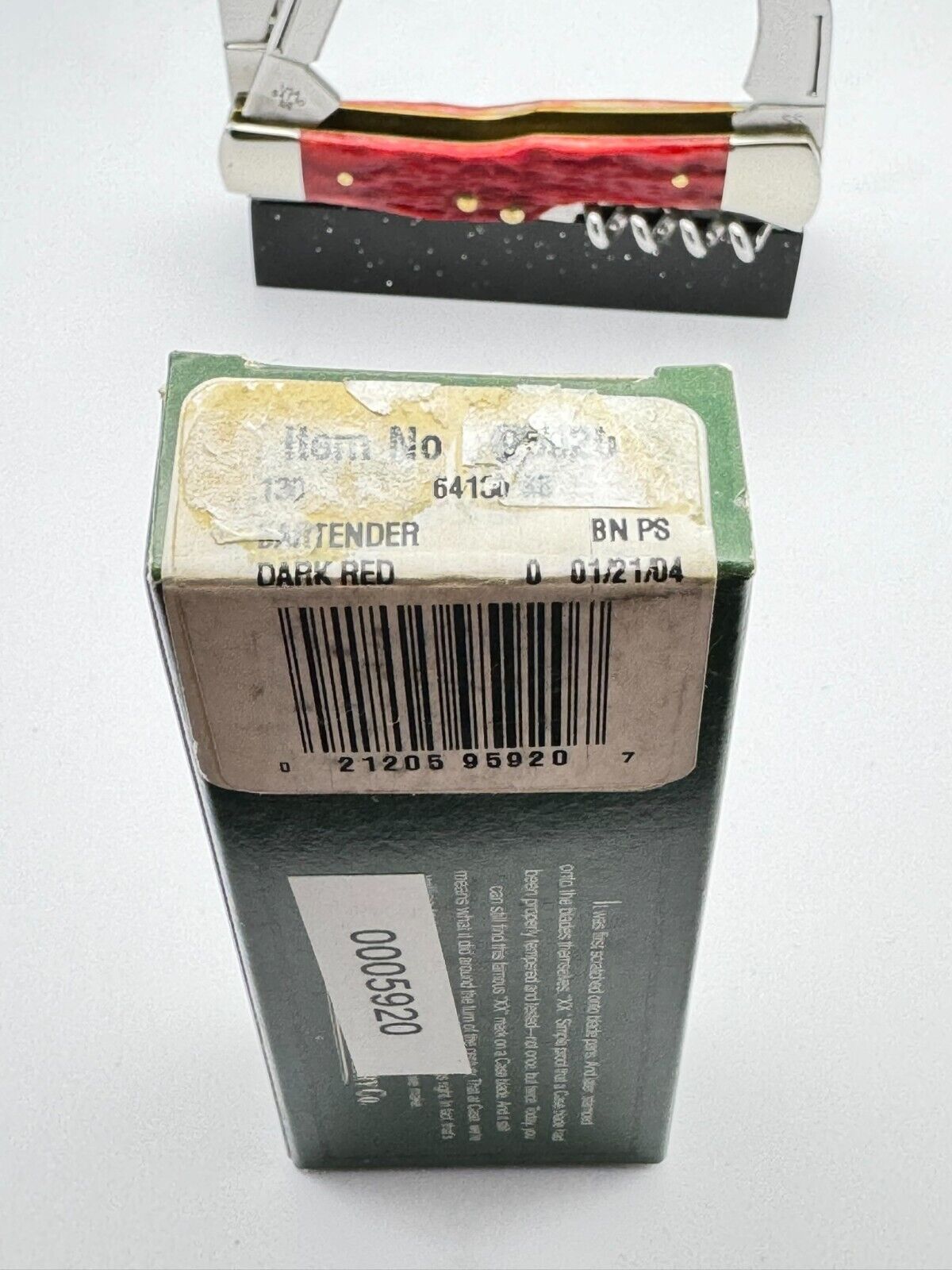 2004 CASE XX BARTENDER KNIFE 1ST RUN DARK RED BONE! BEAUTIFUL! 64130