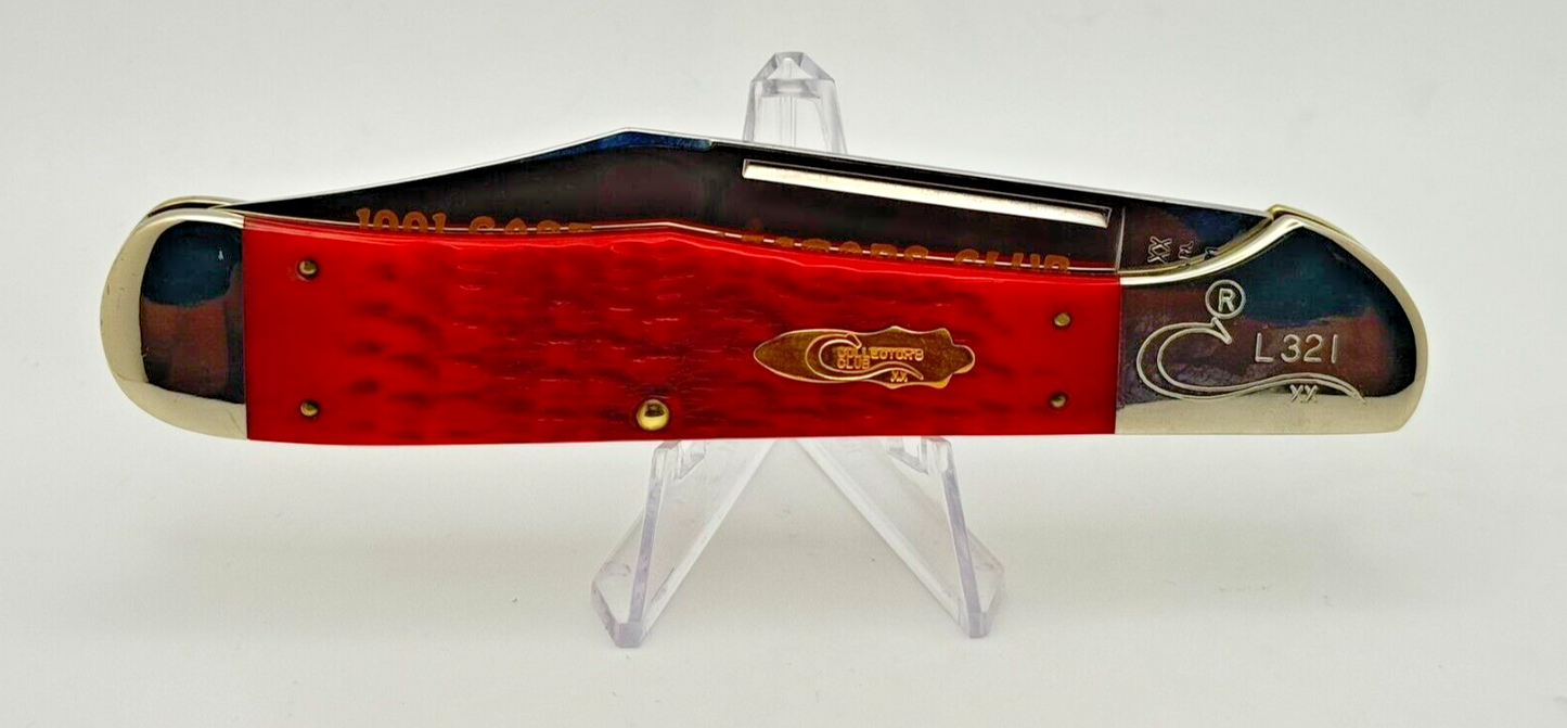 1991 CASE XX LARGE COKE BOTTLE DR61066 DARK RED CASE COLLECTORS CLUB KNIFE