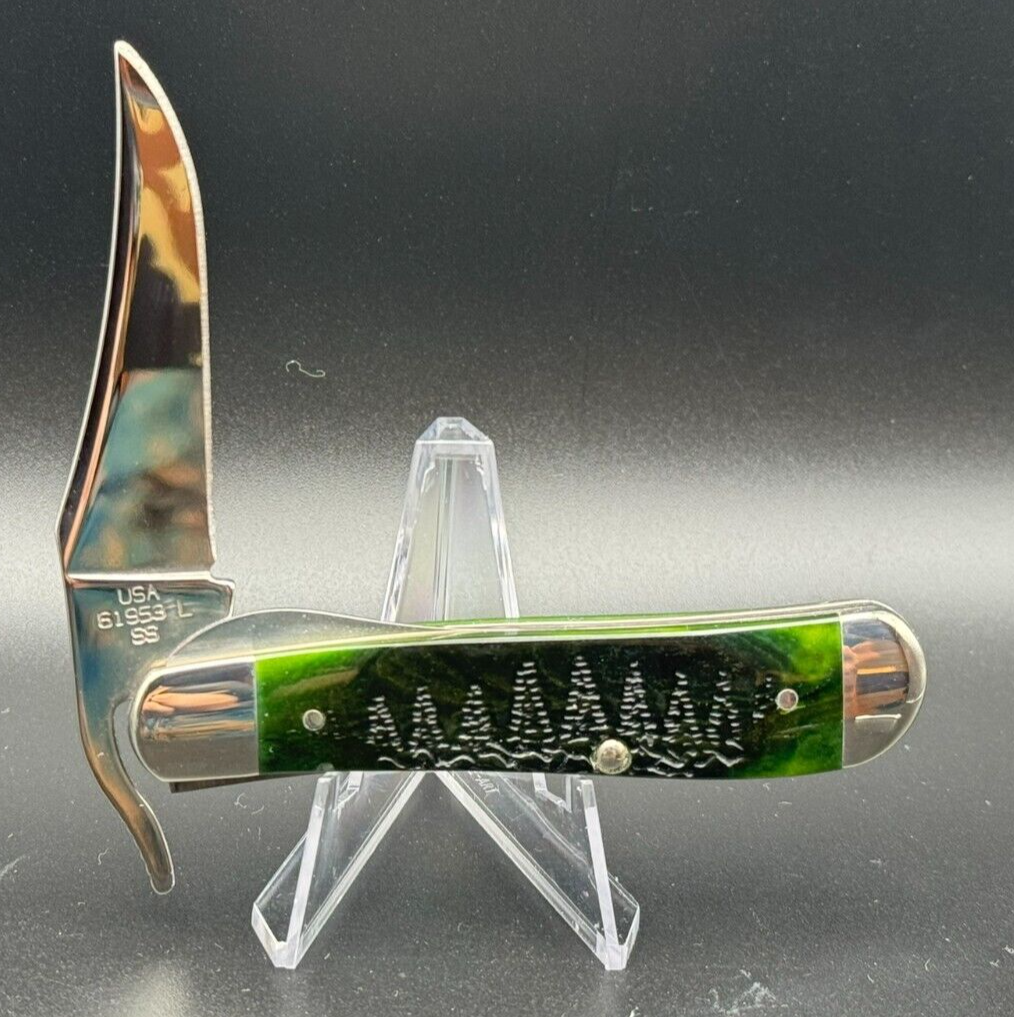 2002 CASE XX RUSSLOCK RED SHEILD GREEN CHRISTMAS TREE KNIFE 61953L SS