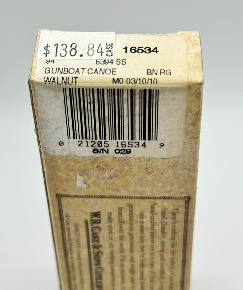 2010 Case XX Classics Gunboat Canoe 6394 SS Walnut Bone #029 Of 200 Low Serial