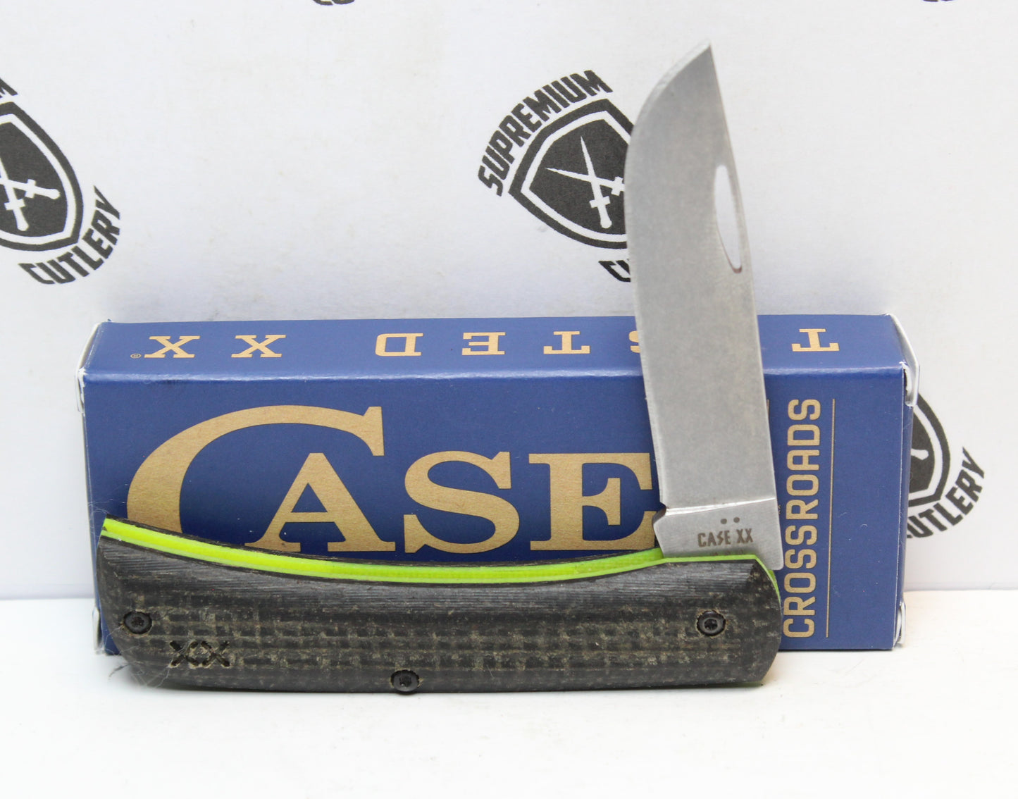 2025 Case XX Black Burlap Laminate DayGlow G10 Crossroads Sod Buster Jr. XR10137