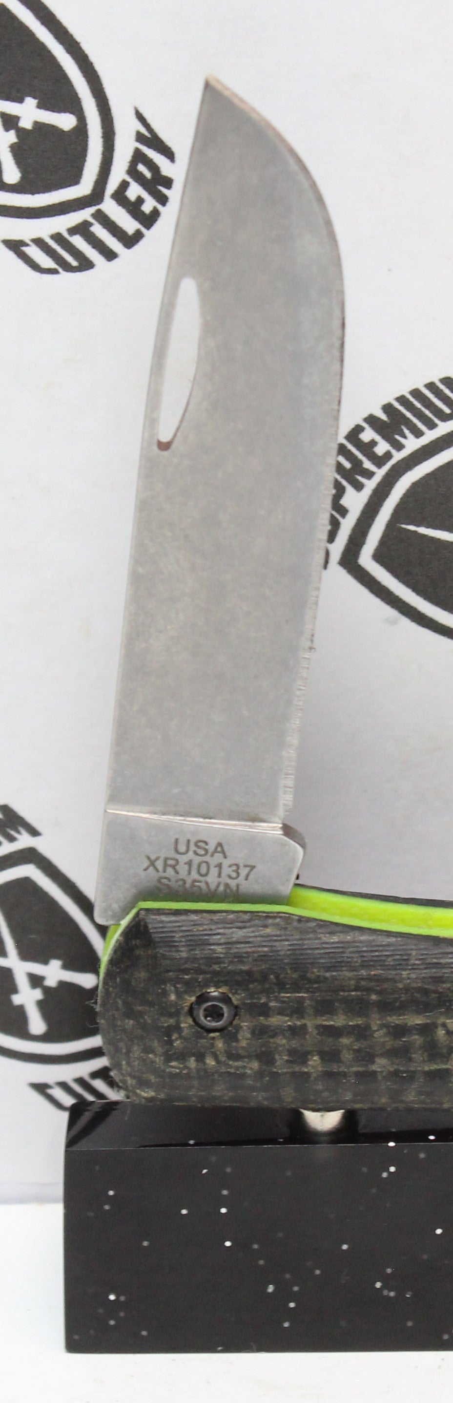 2025 Case XX Black Burlap Laminate DayGlow G10 Crossroads Sod Buster Jr. XR10137