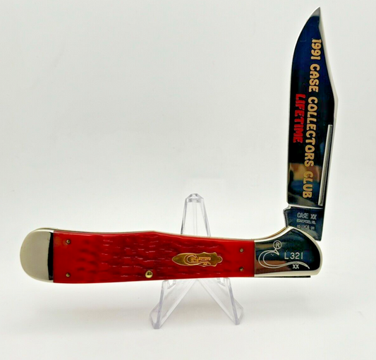 1991 CASE XX LARGE COKE BOTTLE DR61066 DARK RED CASE COLLECTORS CLUB KNIFE